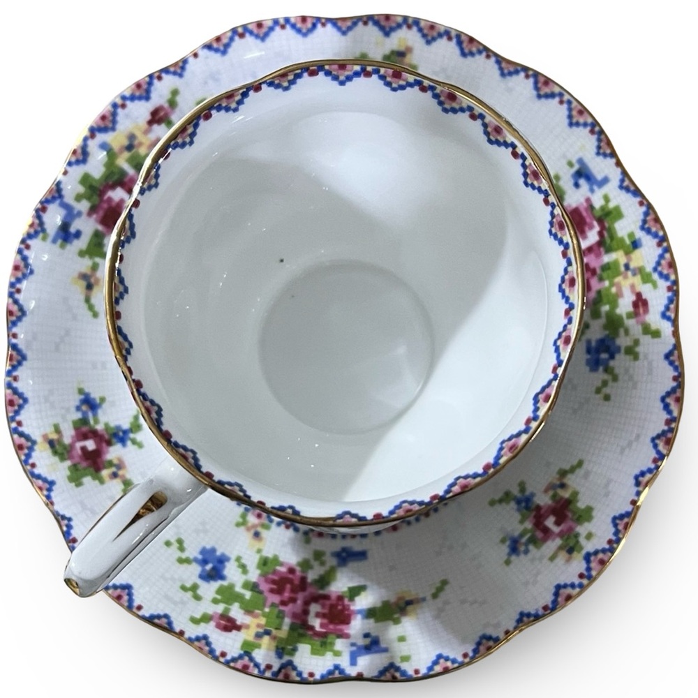 Royal Albert Bone China “Petit Point” Teacup and Saucer Set - Picture 3 of 8
